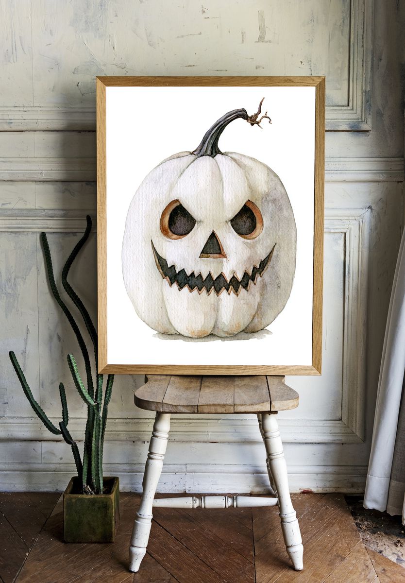 Jack-O'-Lantern Watercolor Poster. room preview