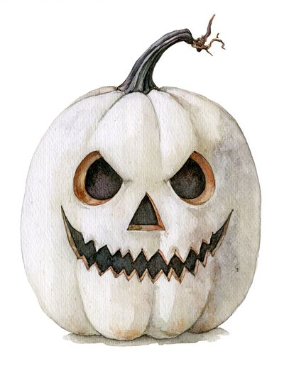 Jack-O'-Lantern Watercolor Poster.