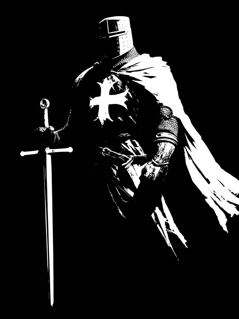 Knight in Armor — Black-White Print. poster detail