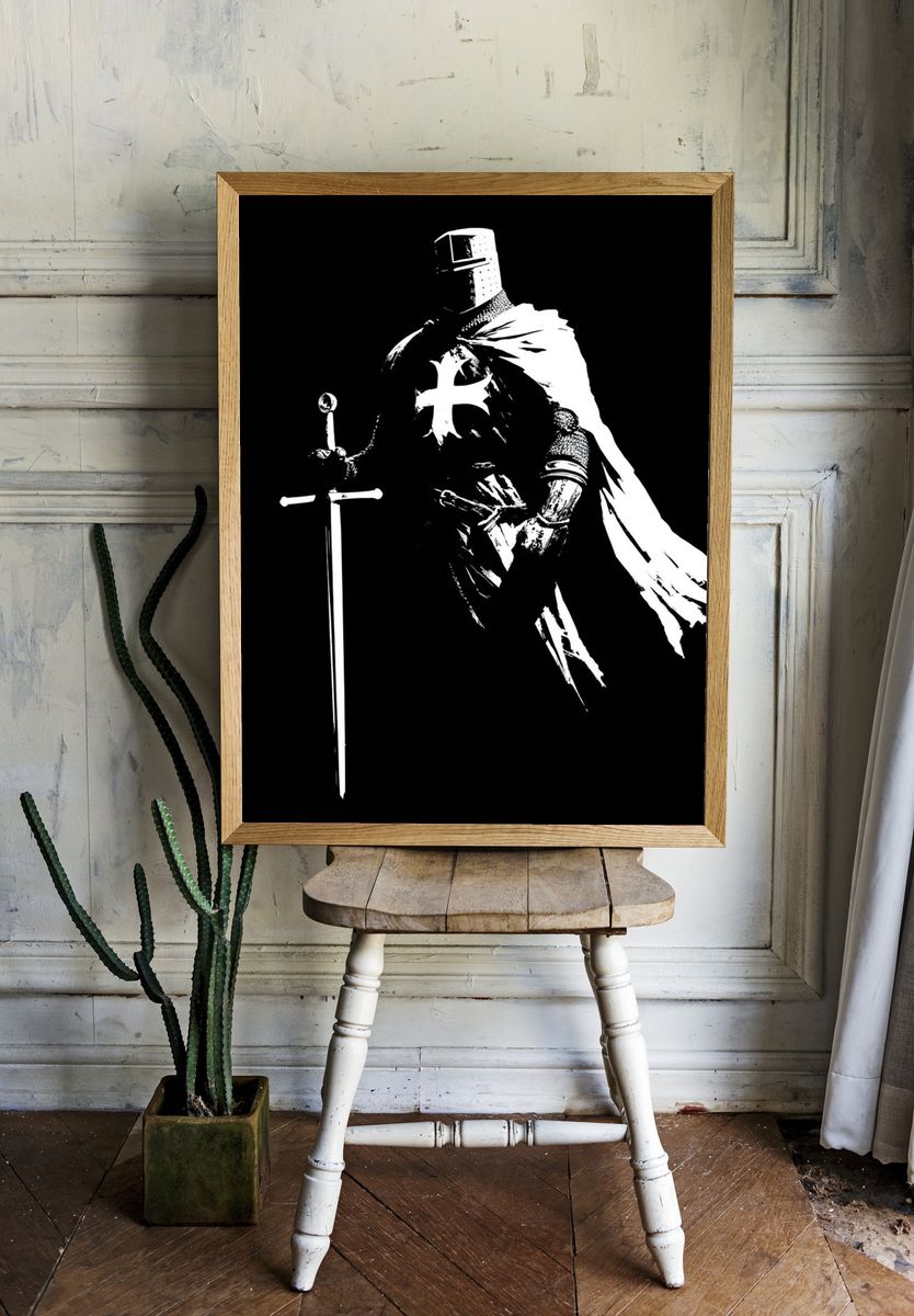 Knight in Armor — Black-White Print. — room view 1