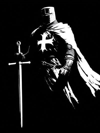 Knight in Armor — Black-White Print. poster print