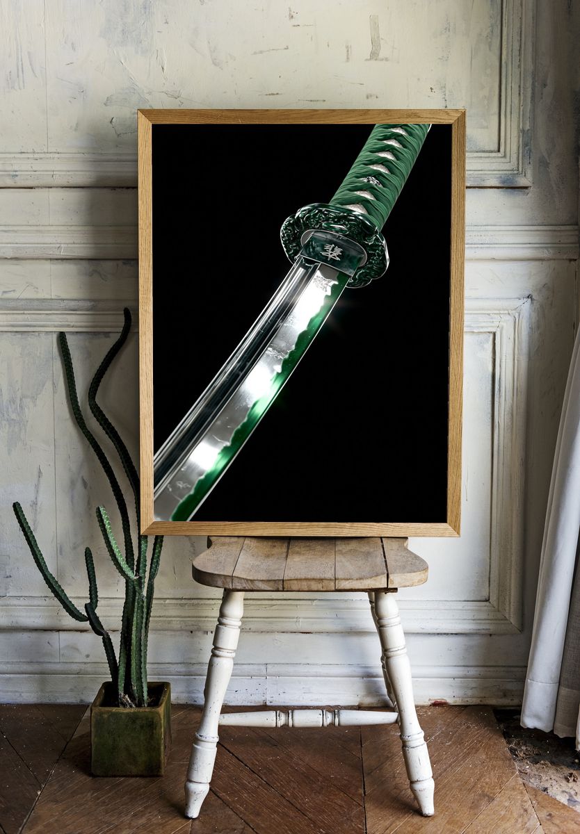 Green Katana Photography Poster. — room view 1