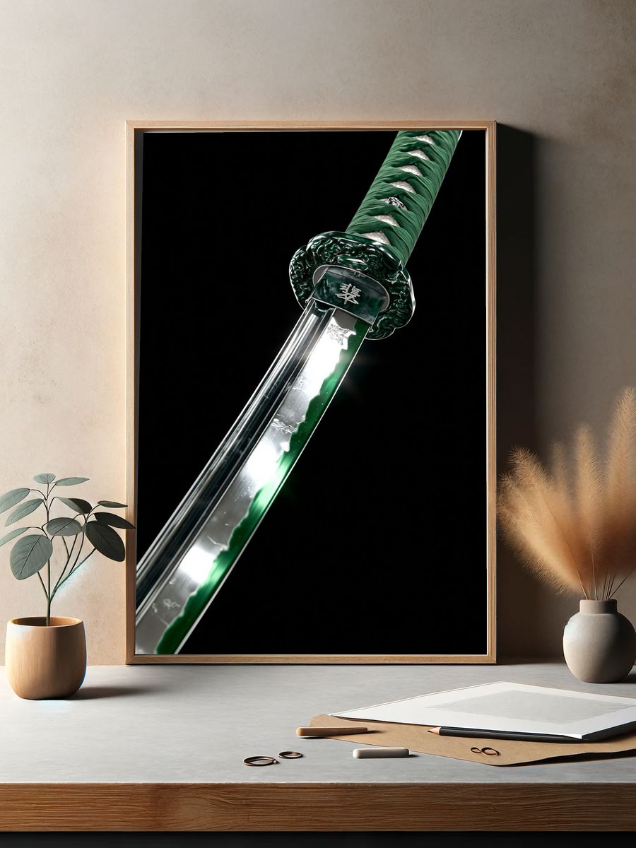 Green Katana Photography Poster. — room view 2