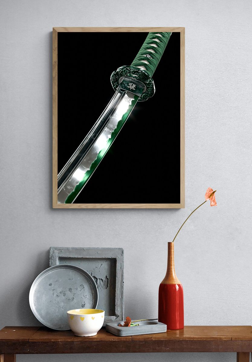 Green Katana Photography Poster. — room view 3