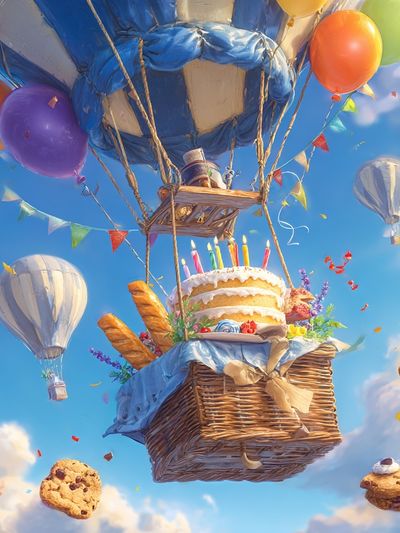 Hot Air Balloon Birthday Celebration Poster. poster print