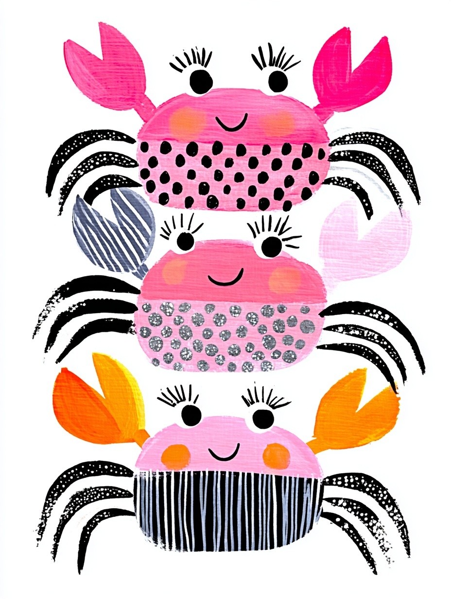 Cute Crabs — Kids Art Print. poster — illustration art