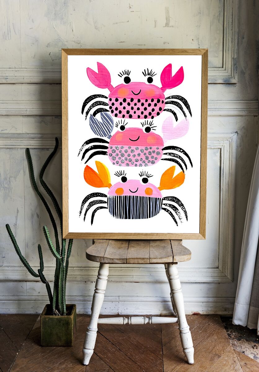 Cute Crabs — Kids Art Print room preview