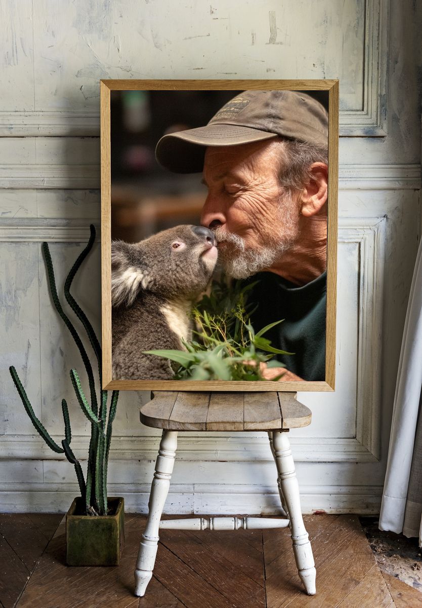 Koala and Caregiver — Animal Photography Print room preview