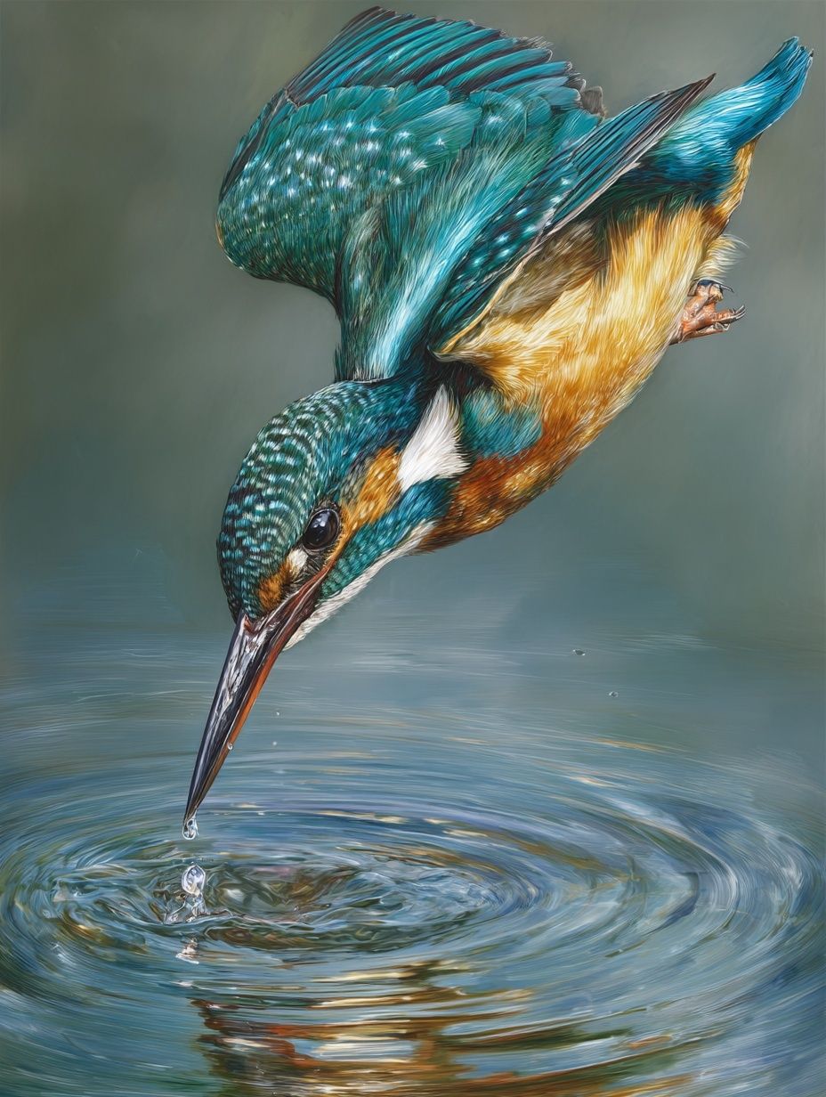 Kingfisher Diving — Fine Art Print. poster detail