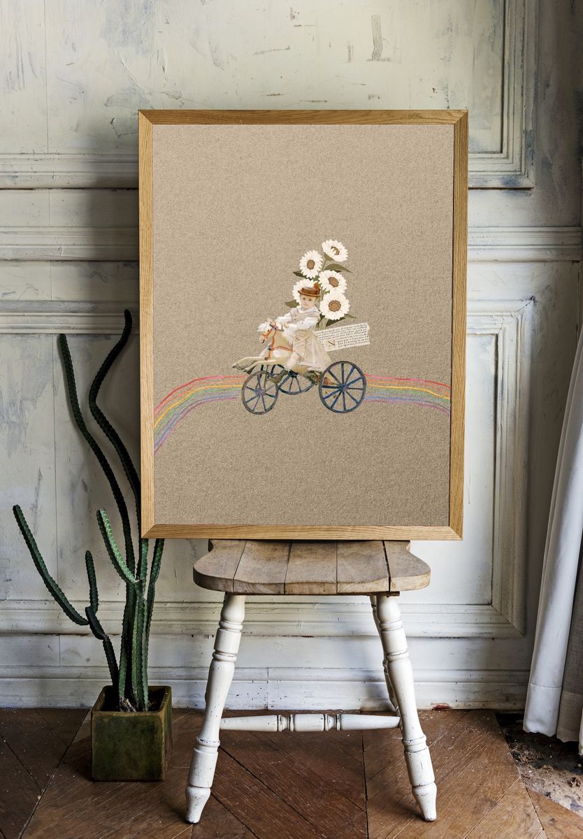 Vintage Doll on Bicycle — Whimsical Print room preview