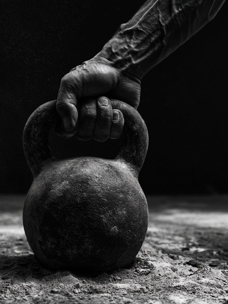 Kettlebell Grip Black-White Poster. poster detail