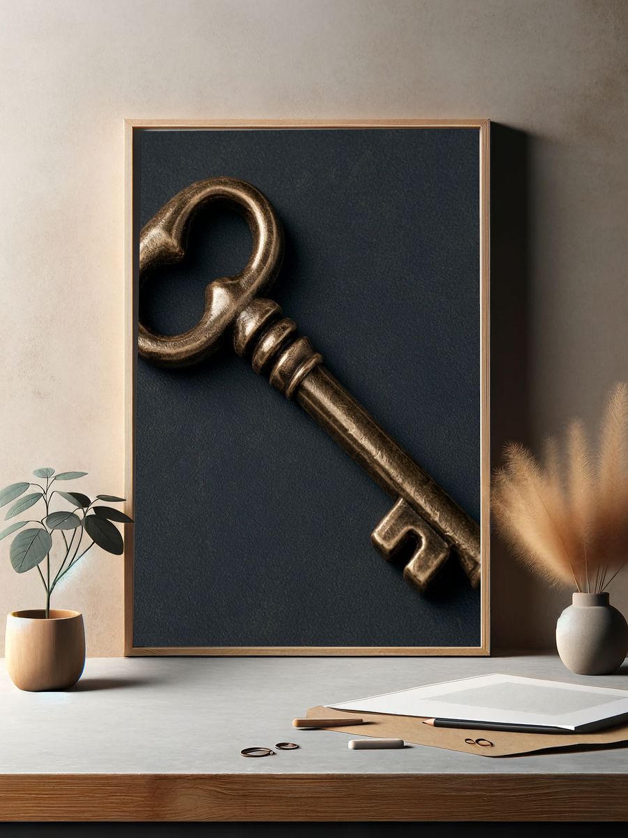 Antique Brass Key Photography Poster. — room view 2