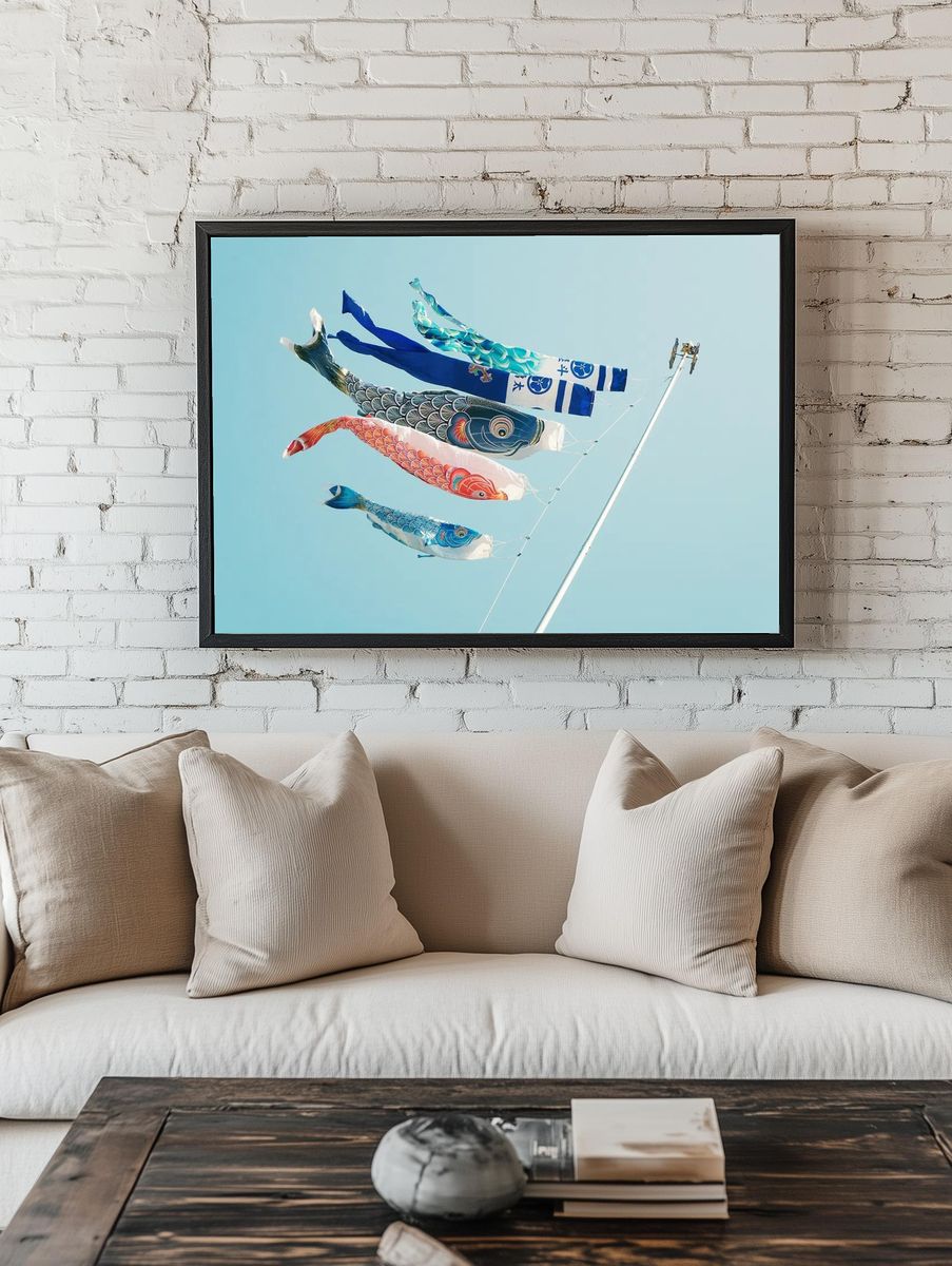 Koi Fish Flags — Japanese Art Print room preview