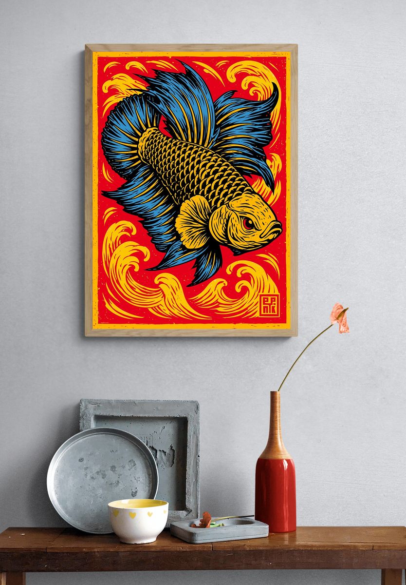Koi Fish Pop-Art Poster. — room view 3