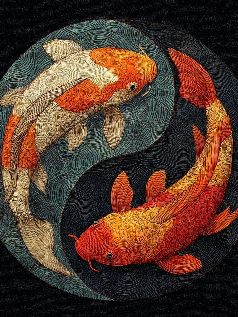 Koi Fish Yin Yang Poster. poster — illustration art