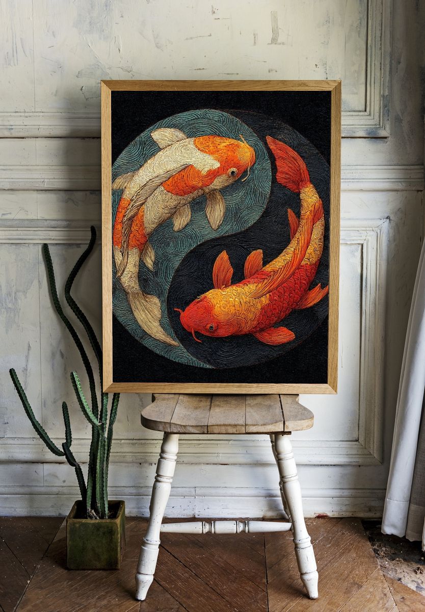 Koi Fish Yin Yang Poster. room preview