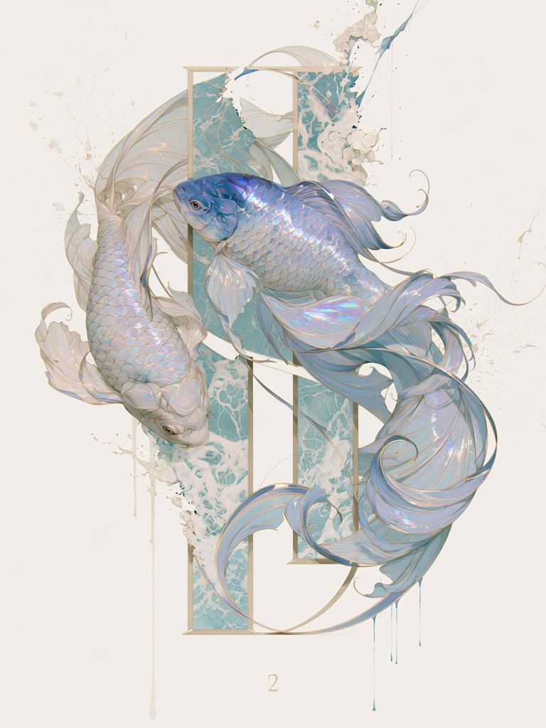 Koi Fish Dreamscape Illustration Poster. poster detail