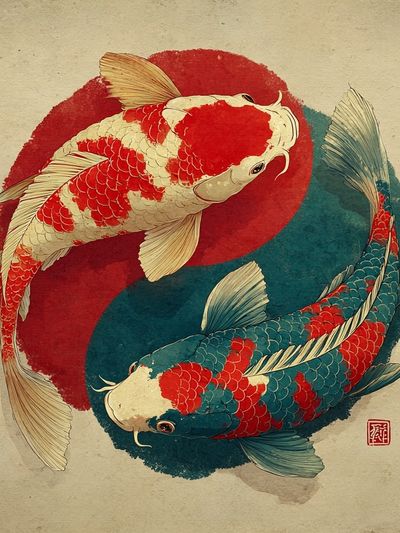 Koi Fish — Japanese Illustration Print. poster