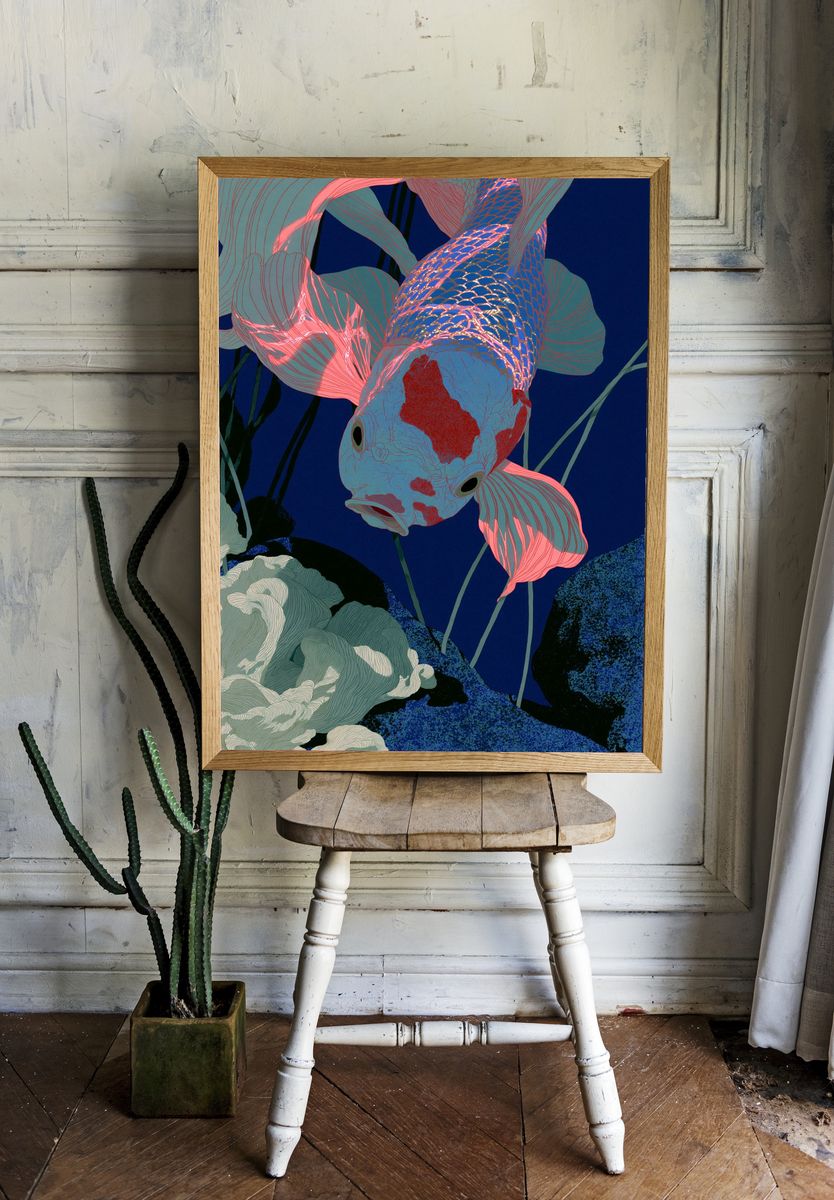 Koi Fish Digital Art Poster. room preview