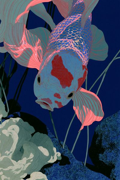 Koi Fish Digital Art Poster. poster