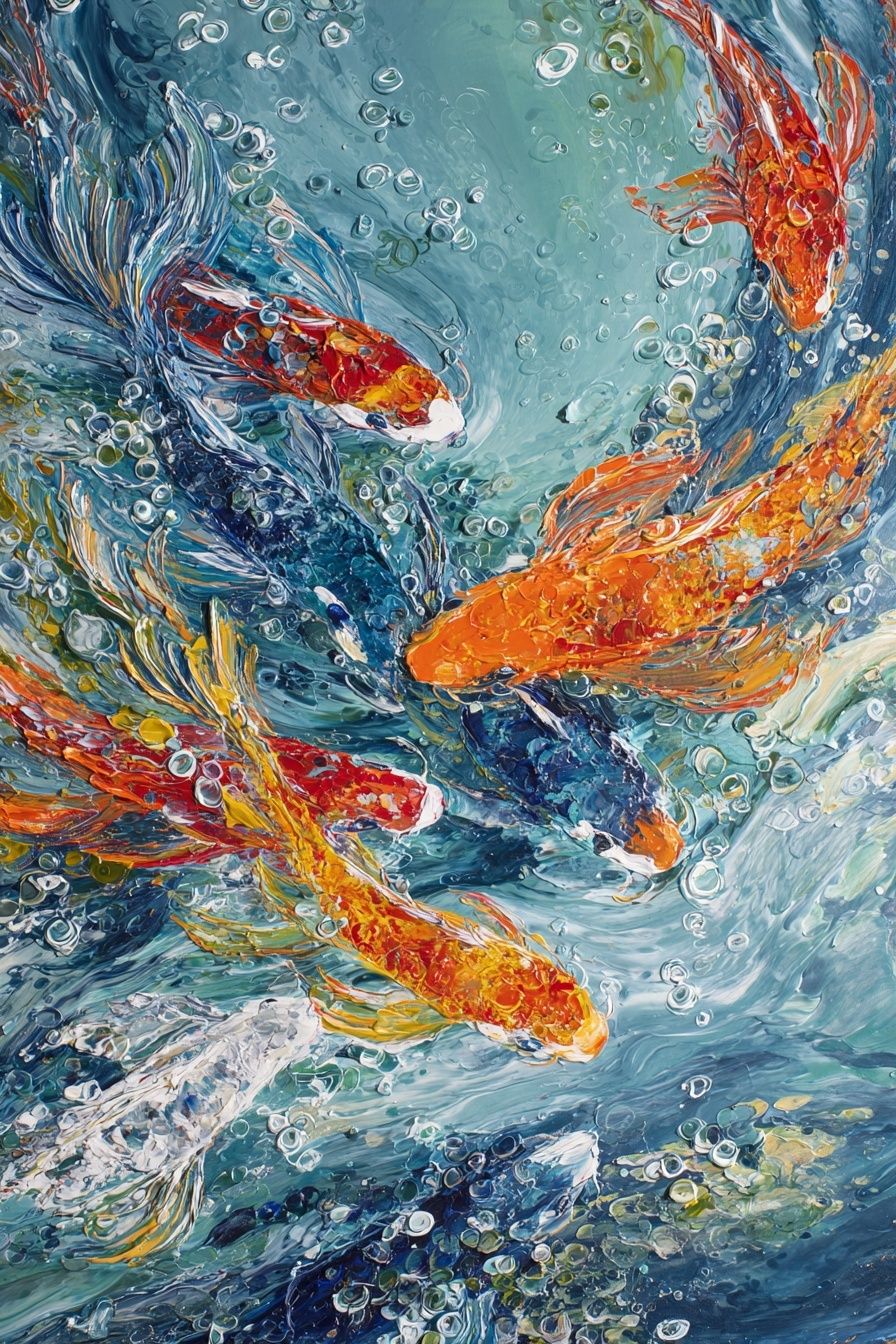 Koi Fish Swirl Illustration Poster. poster — illustration art