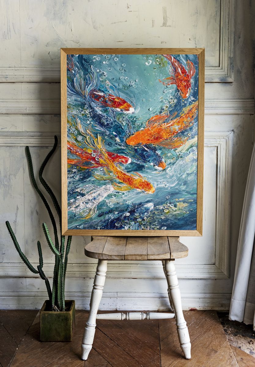 Koi Fish Swirl Illustration Poster. room preview