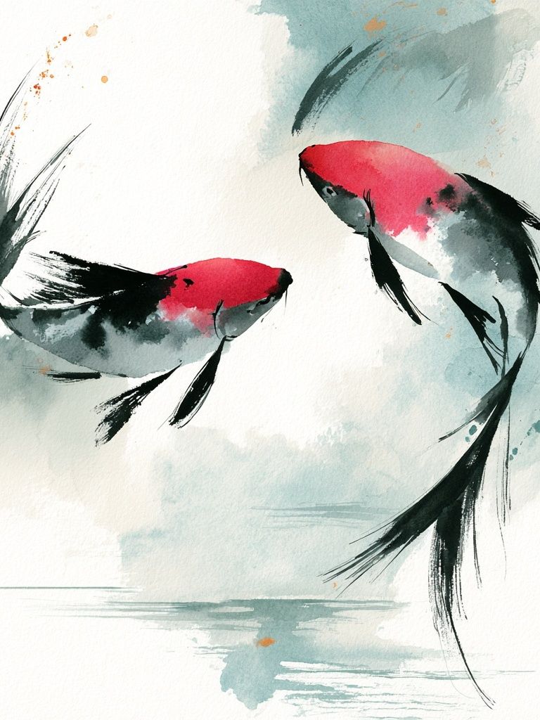 Koi Fish Watercolor Poster. poster — illustration art