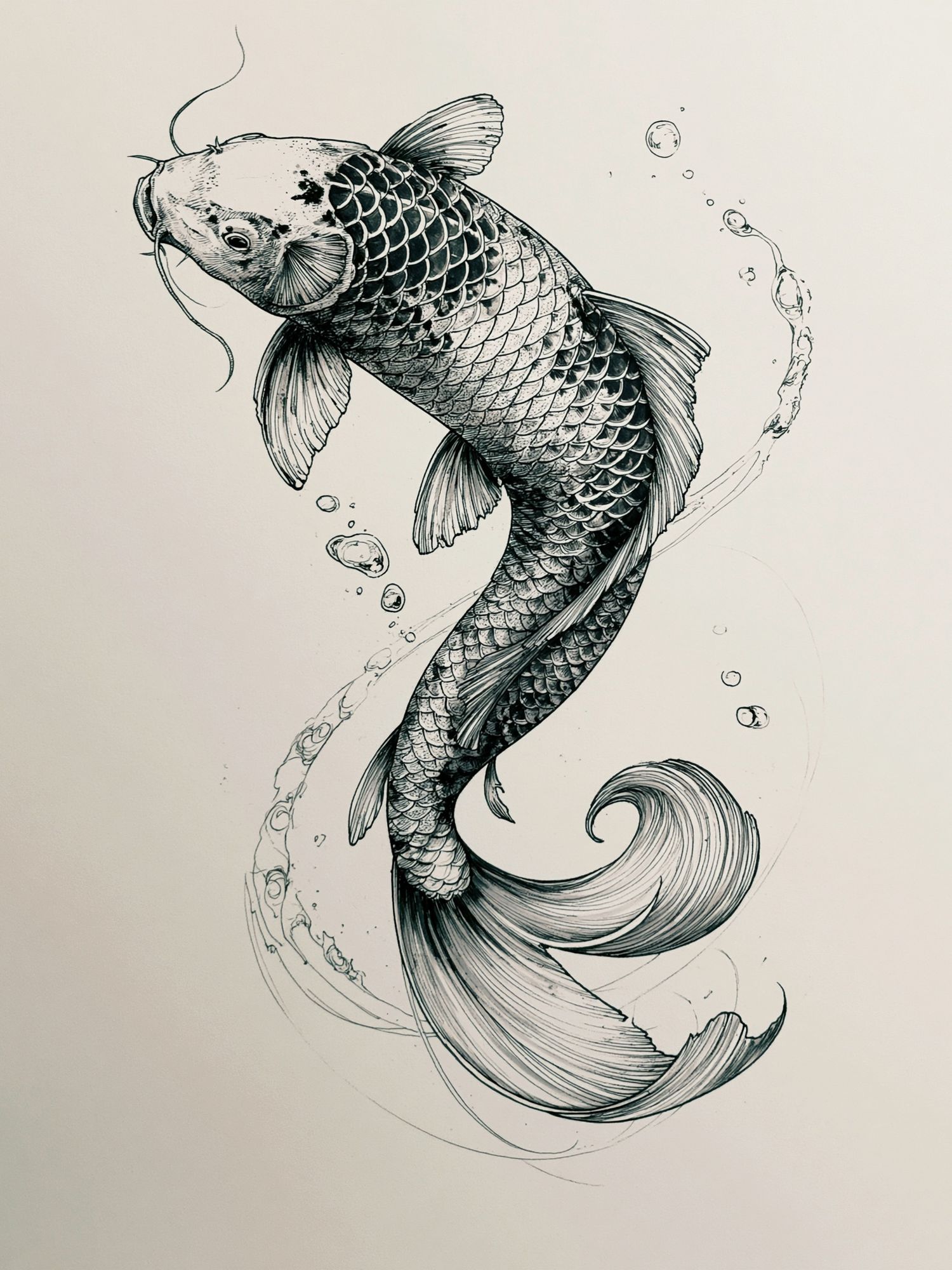 Koi Fish Ink Illustration Poster. poster detail