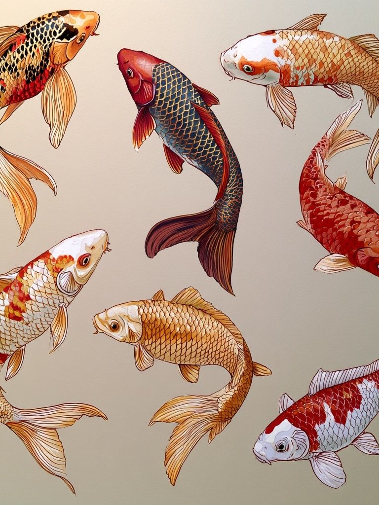 Koi Fish Illustration Poster. poster detail
