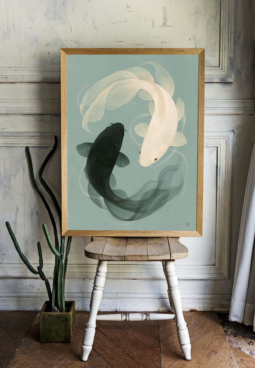 Koi Fish Harmony Illustration Poster. room preview
