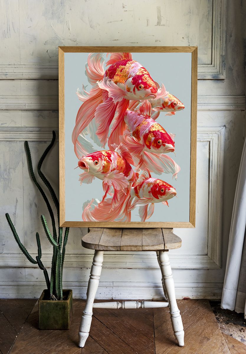Koi Fish Ballet Illustration Poster. — room view 1