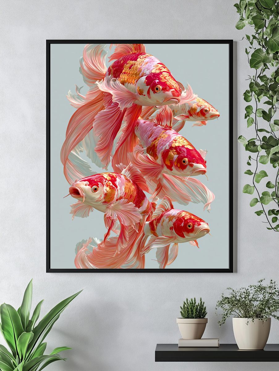 Koi Fish Ballet Illustration Poster. — room view 4