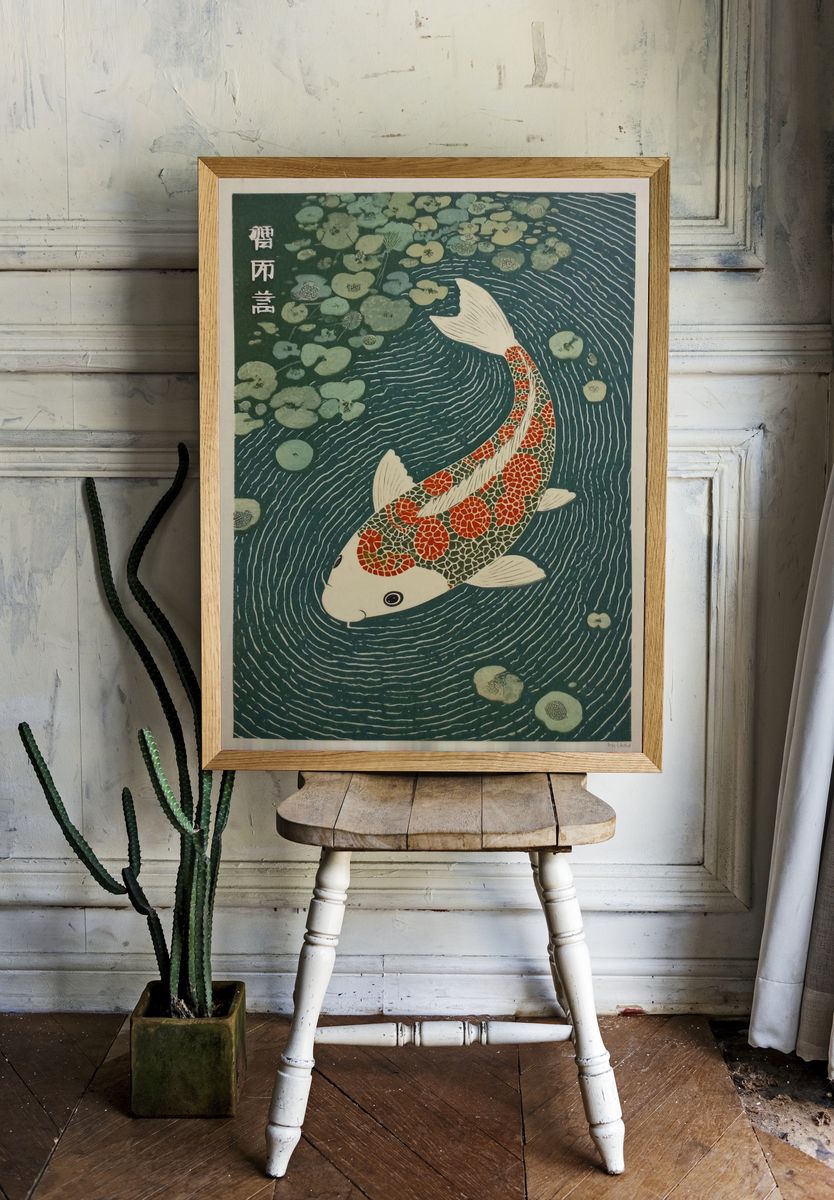 Koi Fish — Japanese Woodblock Print room preview