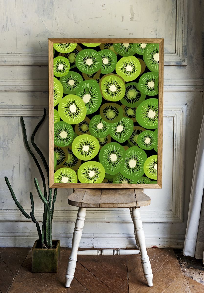 Kiwi Fruit Pattern Poster room preview