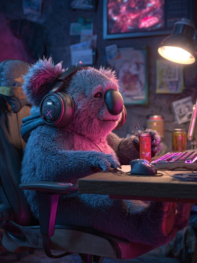 Gaming Koala — Digital Art Print. poster — illustration art