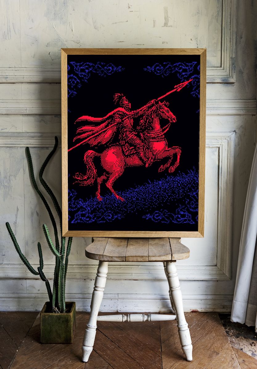 Knight on Horseback — Retro Print room preview