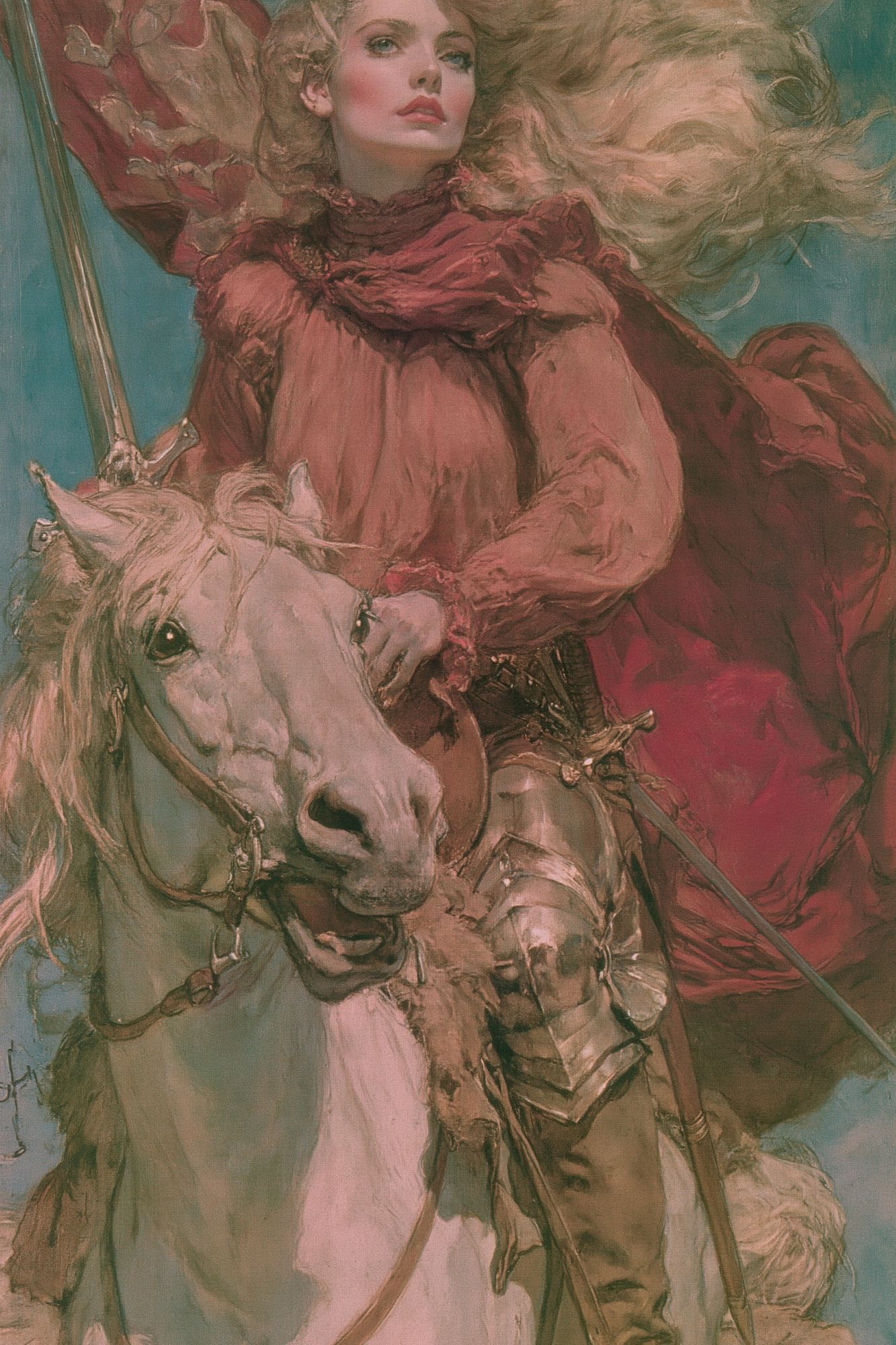 Knight on White Horse Fine-Art Poster. poster — fine-art art