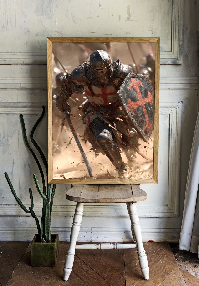 Knight in Battle — Fantasy Art Print room preview