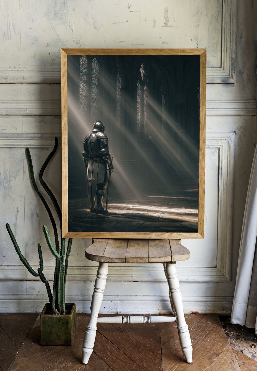 Knight in a Cathedral — Fine Art Print room preview