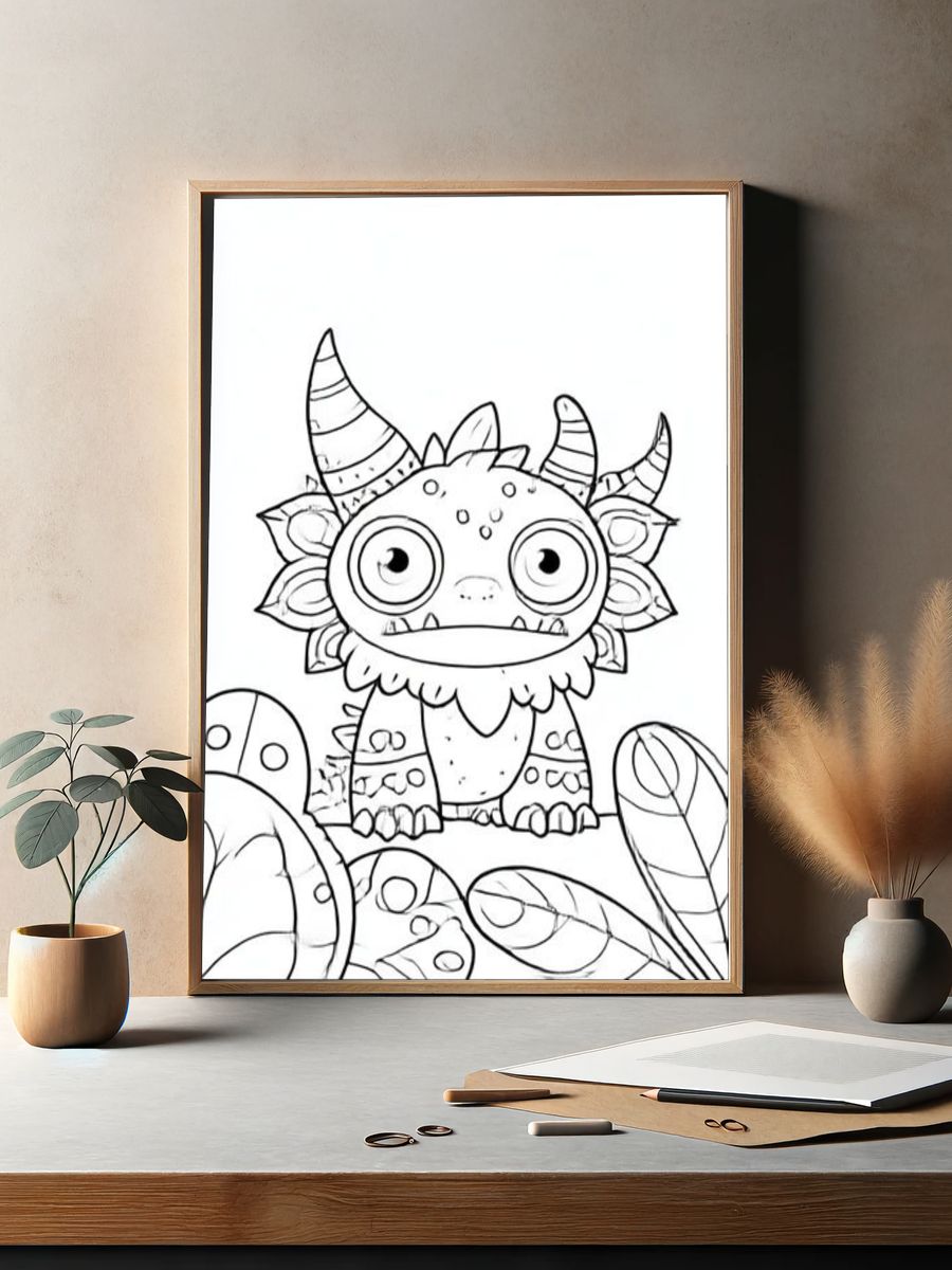 Cute Dragon Coloring Poster. — room view 2
