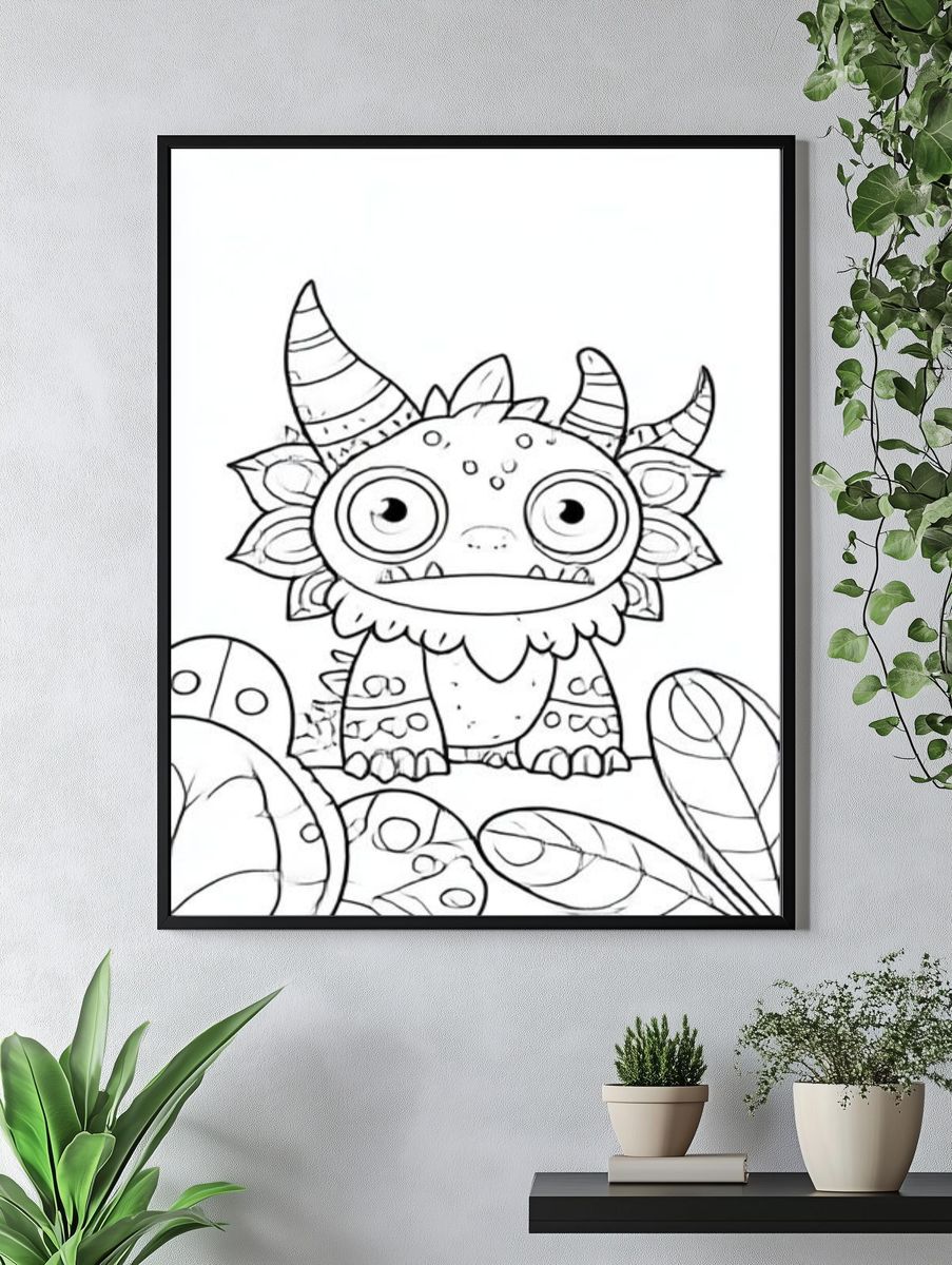 Cute Dragon Coloring Poster. — room view 4