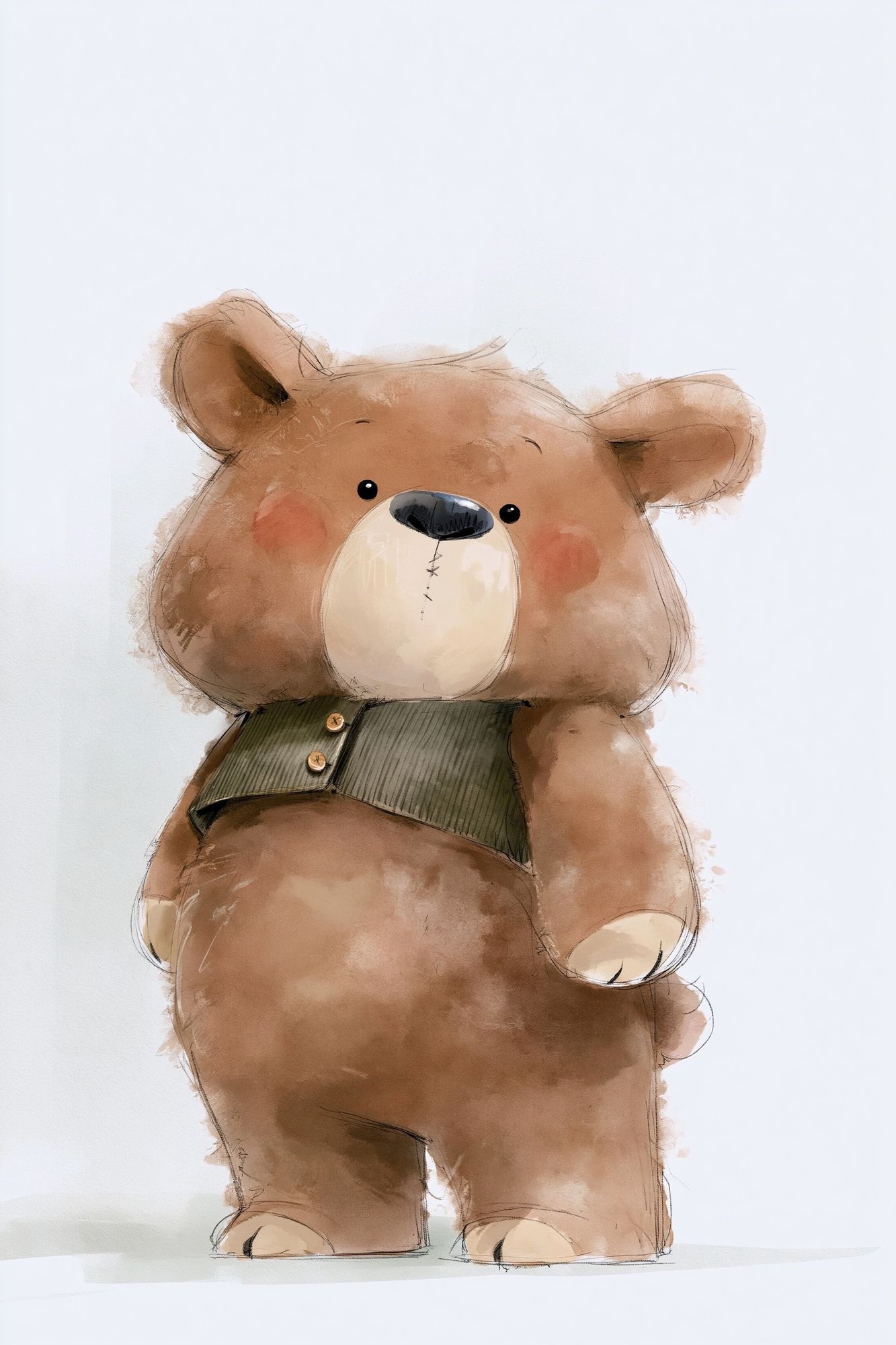 Cute Teddy Bear Watercolor Print. poster — kids art