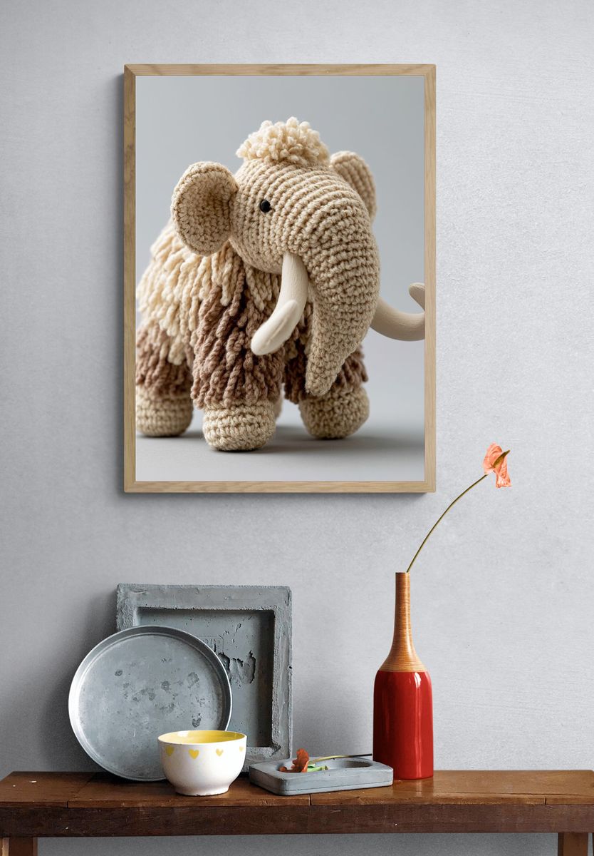 Crocheted Mammoth Nursery Print. — room view 3