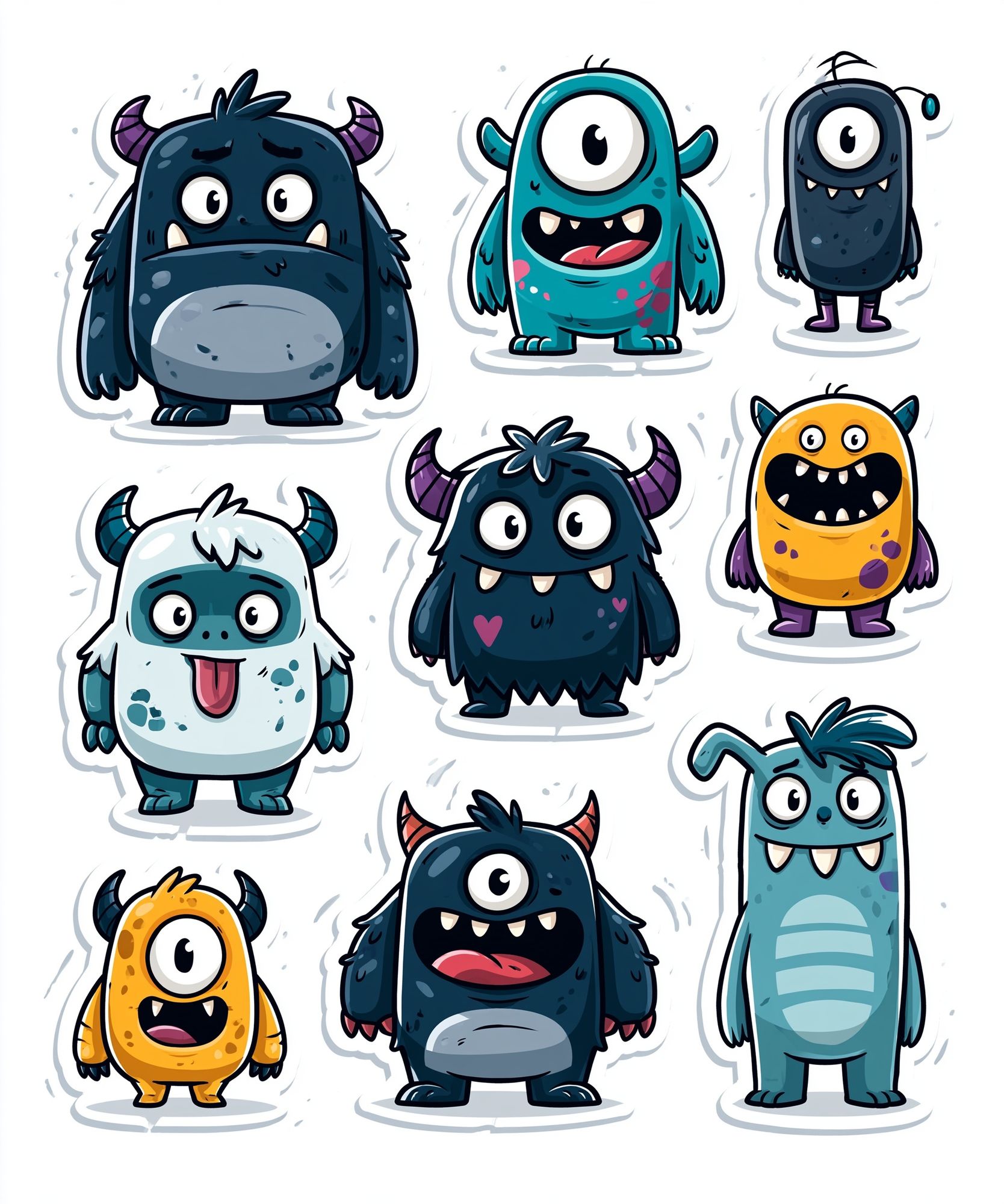 Cute Monster Characters Illustration Poster. poster — kids art