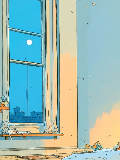 Cozy Nursery Window Illustration Poster. poster