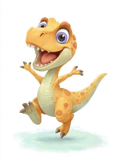 Happy Baby Dinosaur Illustration Poster. poster print