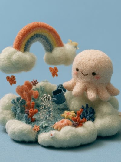 Cute Felt Rainbow Nursery Print. poster