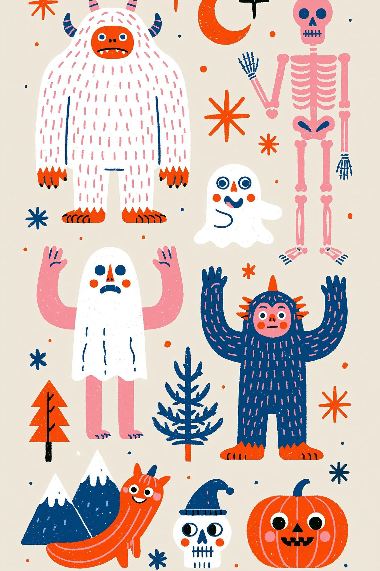 Nokoko Halloween Monsters Poster. poster — kids art