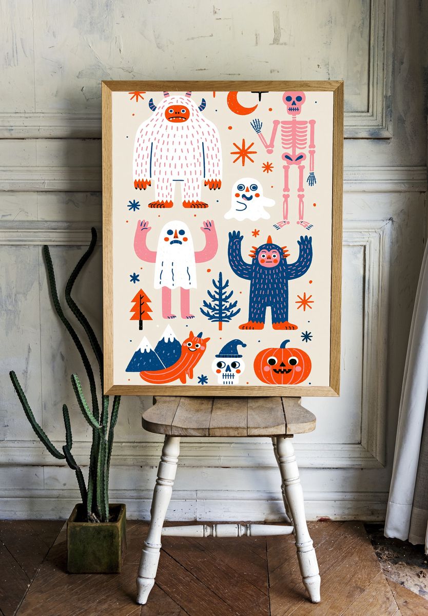 Nokoko Halloween Monsters Poster. room preview