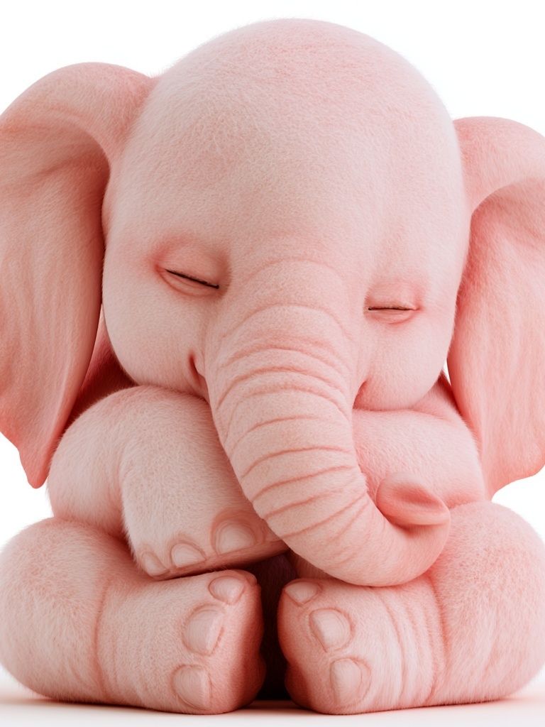 Sleeping Pink Elephant Illustration Poster. poster detail